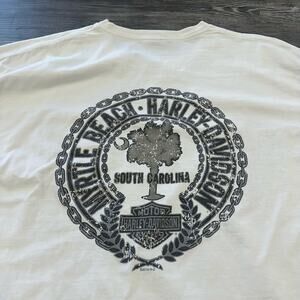 Harley Davidson Myrtle Beach SC White Mens XL Biker HD Skull‎ Graphic Pocket Tee